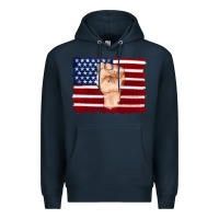 Navy american flag with hand Premium Hoodie - Artiststas