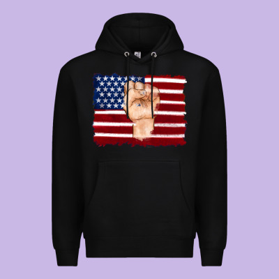 American Flag With Hand Premium Hoodie Designed By Artiststas