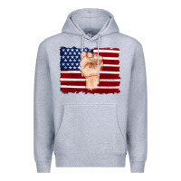 Heather Grey american flag with hand Premium Hoodie - Artiststas