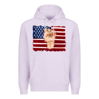 Lilac american flag with hand Premium Hoodie - Artiststas