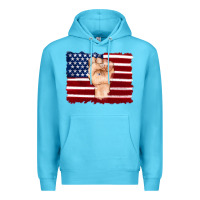 Ocean Blue american flag with hand Premium Hoodie - Artiststas