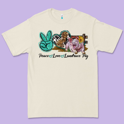 Peace Love Landrace Pig Premium Tee Designed By Lillyallendesigns