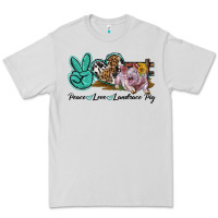 Dove Grey Peace Love Landrace Pig Premium Tee - LillyAllenDesigns