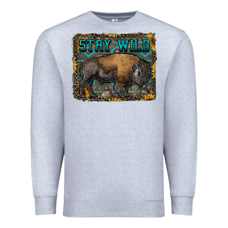Stay Wild Aztec Bison Premium Sweatshirt by RanaPortraitStore | Teevron