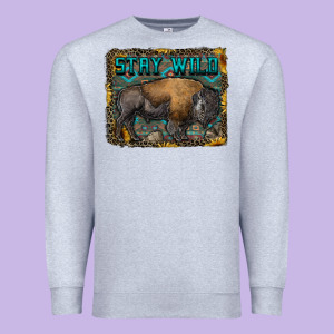 Stay Wild Aztec Bison Premium Sweatshirt Designed By Ranaportraitstore