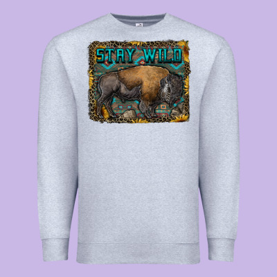 Stay Wild Aztec Bison Premium Sweatshirt Designed By Ranaportraitstore
