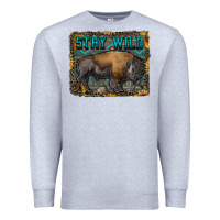 Heather Grey stay wild aztec bison Premium Sweatshirt - RanaPortraitStore
