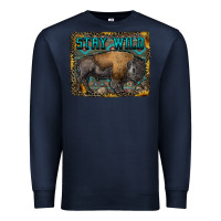 Navy stay wild aztec bison Premium Sweatshirt - RanaPortraitStore