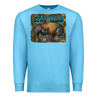 Ocean Blue stay wild aztec bison Premium Sweatshirt - RanaPortraitStore