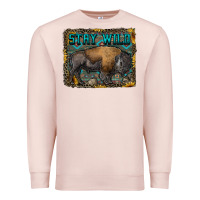 Pale Pink stay wild aztec bison Premium Sweatshirt - RanaPortraitStore