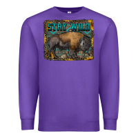 Purple stay wild aztec bison Premium Sweatshirt - RanaPortraitStore