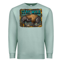 Seafoam stay wild aztec bison Premium Sweatshirt - RanaPortraitStore
