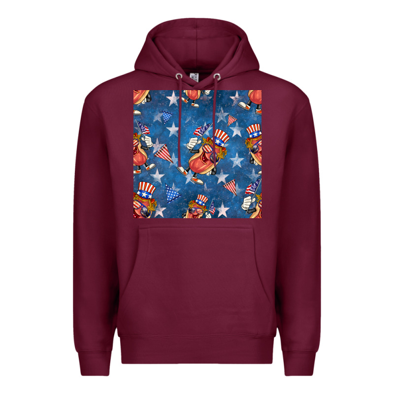 4th Of July Hotdog Seamless Pattern Premium Hoodie by BundleAndBundleShop | Teevron