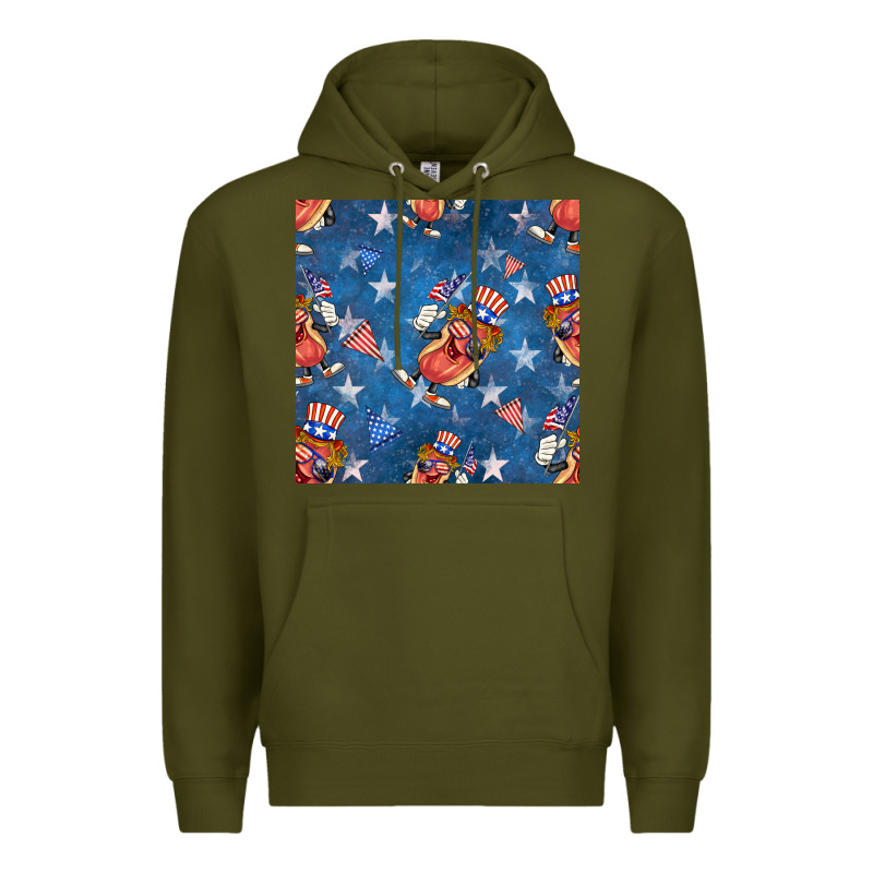 4th Of July Hotdog Seamless Pattern Premium Hoodie by BundleAndBundleShop | Teevron