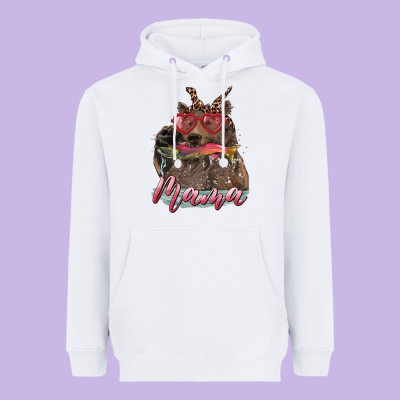 Heavyweight Hoodie mother's day mama bear wıth bandana and glasses