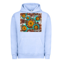 Pigment Grape Ice sunflowers and western old wheel aztec cowhide background Urban Hoodie - Artiststas