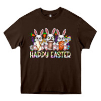Chocolate Brown Happy Easter Spot Rabbit Heavy Core Tee - CowhideDigitalArt