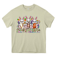 Mossy Happy Easter Spot Rabbit Heavy Core Tee - CowhideDigitalArt