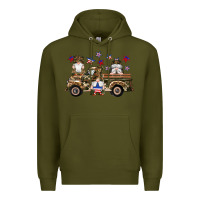 Army Green camouflage gnomes american flag star truck Premium Hoodie - Artiststas