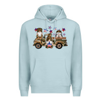Blue Mist camouflage gnomes american flag star truck Premium Hoodie - Artiststas
