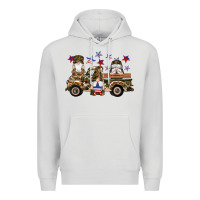 Dove Grey camouflage gnomes american flag star truck Premium Hoodie - Artiststas