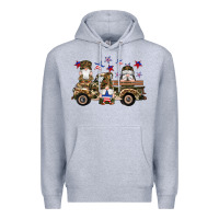 Heather Grey camouflage gnomes american flag star truck Premium Hoodie - Artiststas