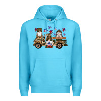 Ocean Blue camouflage gnomes american flag star truck Premium Hoodie - Artiststas