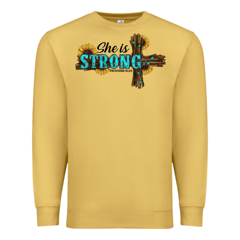 She İs Strong Western Cross Premium Sweatshirt by RanaPortraitStore | Teevron