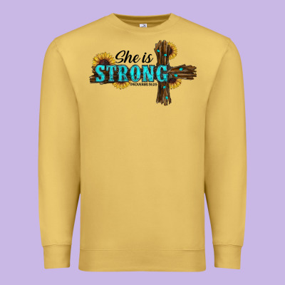 She İs Strong Western Cross Premium Sweatshirt Designed By Ranaportraitstore