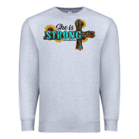 Heather Grey she i̇s strong western cross Premium Sweatshirt - RanaPortraitStore