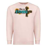 Pale Pink she i̇s strong western cross Premium Sweatshirt - RanaPortraitStore