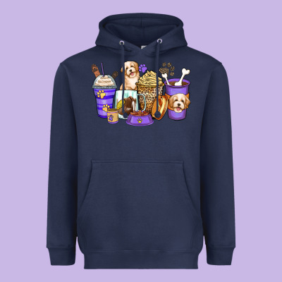 Havanese Terrier Coffee Cups Heavyweight Hoodie Designed By Zillion Design Studio