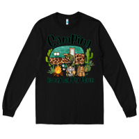 Black camping is my happy place caravan and gnome Long Sleeve Tee - BarkalooDesign