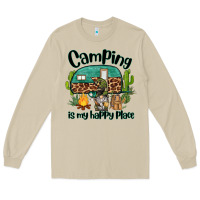 Mushroom camping is my happy place caravan and gnome Long Sleeve Tee - BarkalooDesign