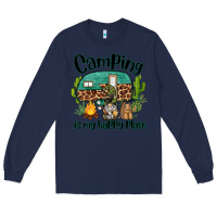 Navy camping is my happy place caravan and gnome Long Sleeve Tee - BarkalooDesign