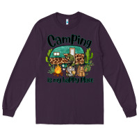 Plum camping is my happy place caravan and gnome Long Sleeve Tee - BarkalooDesign