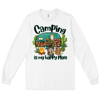 White camping is my happy place caravan and gnome Long Sleeve Tee - BarkalooDesign