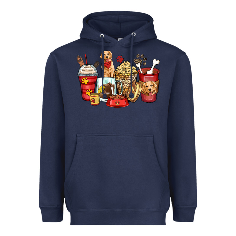 Golden Retriever Coffee Cups Heavyweight Hoodie by Zillion Design Studio | Teevron