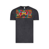 Vintage Black school bus leopard gemstone license plate Vintage Tee - Artiststas