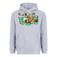 Heather Grey french bulldog coffee cups Heavyweight Hoodie - Zillion Design Studio