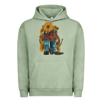 Pigment Oil Green western boots with sunflowers Urban Hoodie - Artiststas