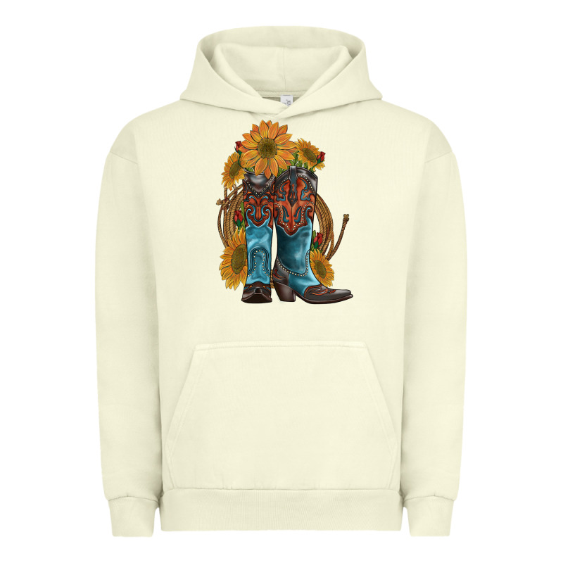 Western Boots With Sunflowers Urban Hoodie by Artiststas | Teevron