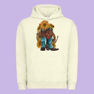 Western Boots With Sunflowers Urban Hoodie Designed By Artiststas