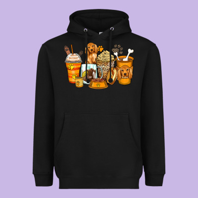 Cocker Spaniel Coffee Cups Heavyweight Hoodie Designed By Zillion Design Studio