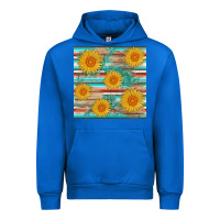 Cobalt sunflower wood serape  leather seamless Urban Hoodie - AdoDesignShop