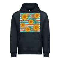 Navy sunflower wood serape  leather seamless Urban Hoodie - AdoDesignShop