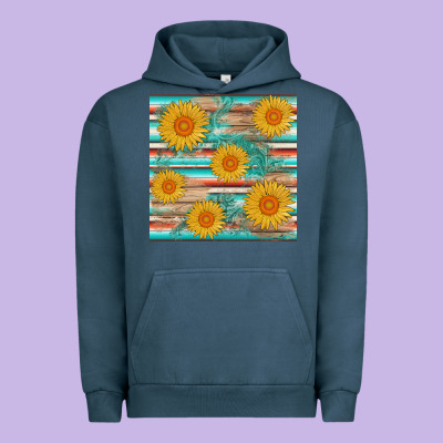 Sunflower Wood Serape  Leather Seamless Urban Hoodie Designed By Adodesignshop