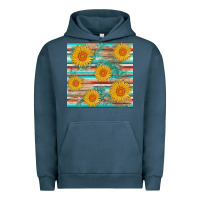 Pigment Midnight Navy sunflower wood serape  leather seamless Urban Hoodie - AdoDesignShop