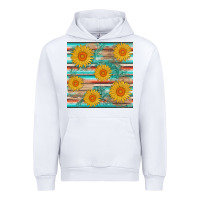 White sunflower wood serape  leather seamless Urban Hoodie - AdoDesignShop