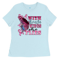 Baby Blue with brave wings she flies Ladies Tee - BarkalooDesign